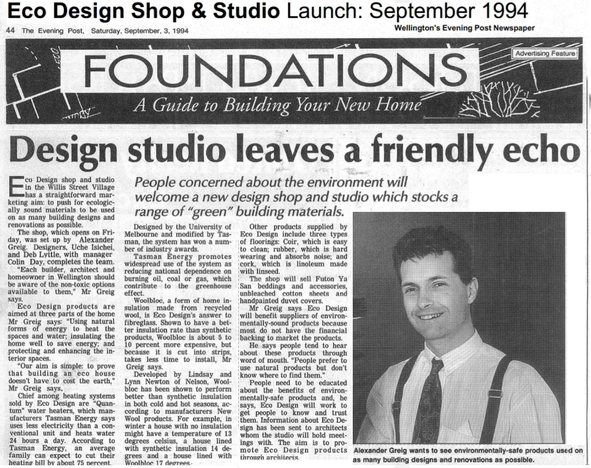 Eco Design Shop and Studio Launch, September 1994