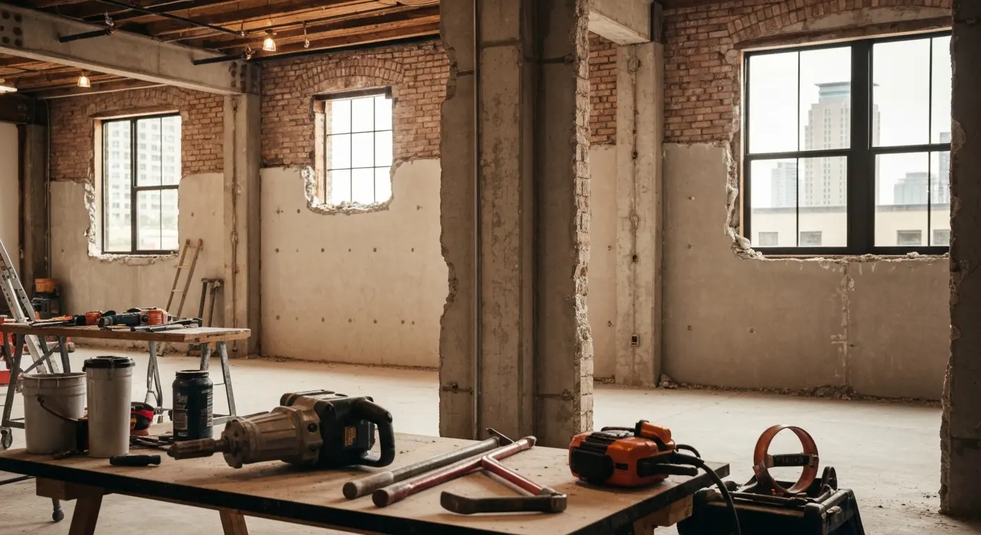 Concrete wall demolition