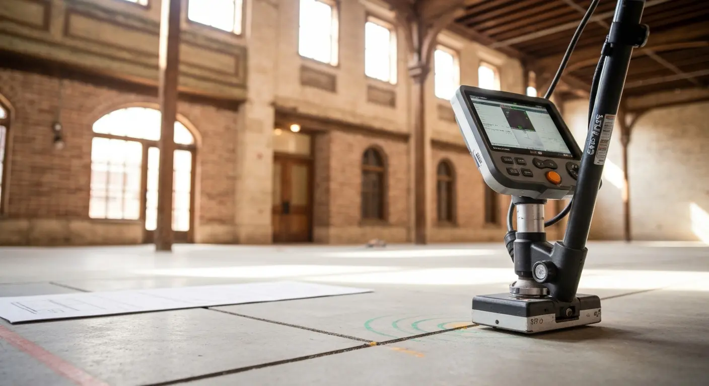 Ground-penetrating radar scanning concrete