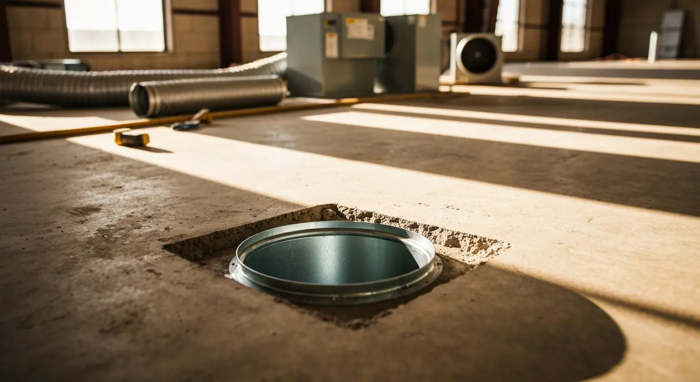 HVAC duct core hole in concrete