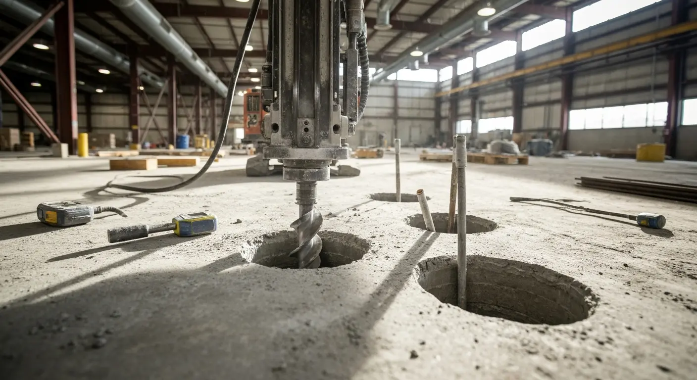 Concrete core drilling operation