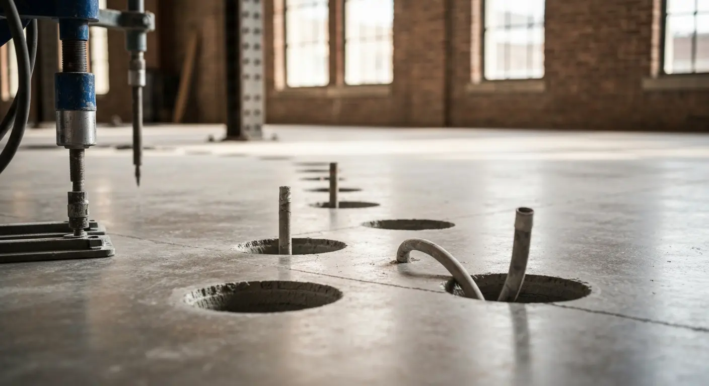 Concrete coring for utility penetrations