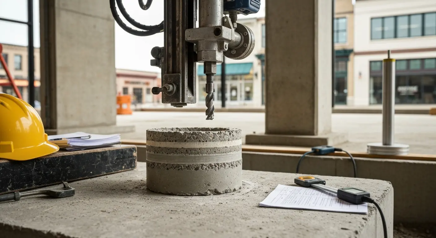 Concrete core sample extraction