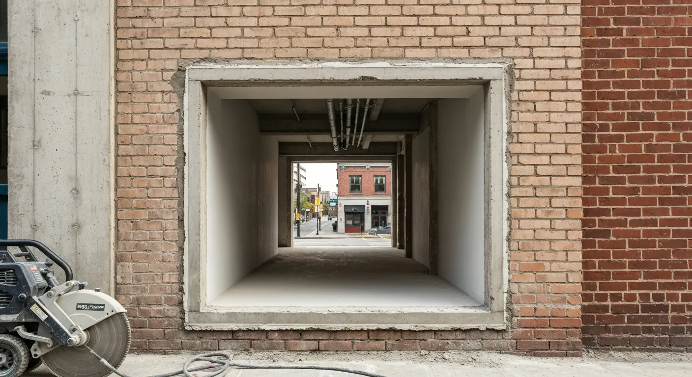 Wall cutting service on commercial building