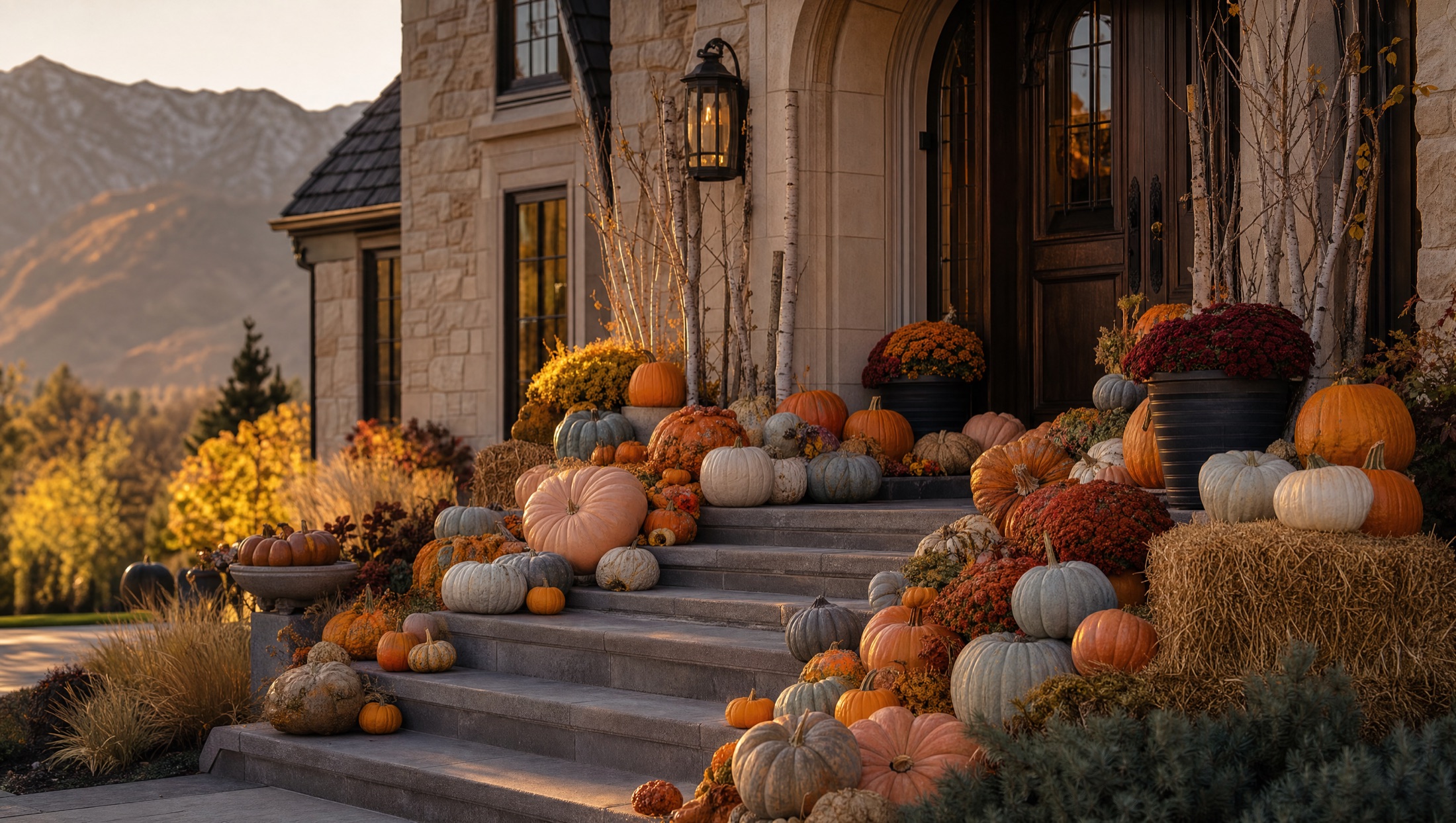 Fall pumpkin porch display