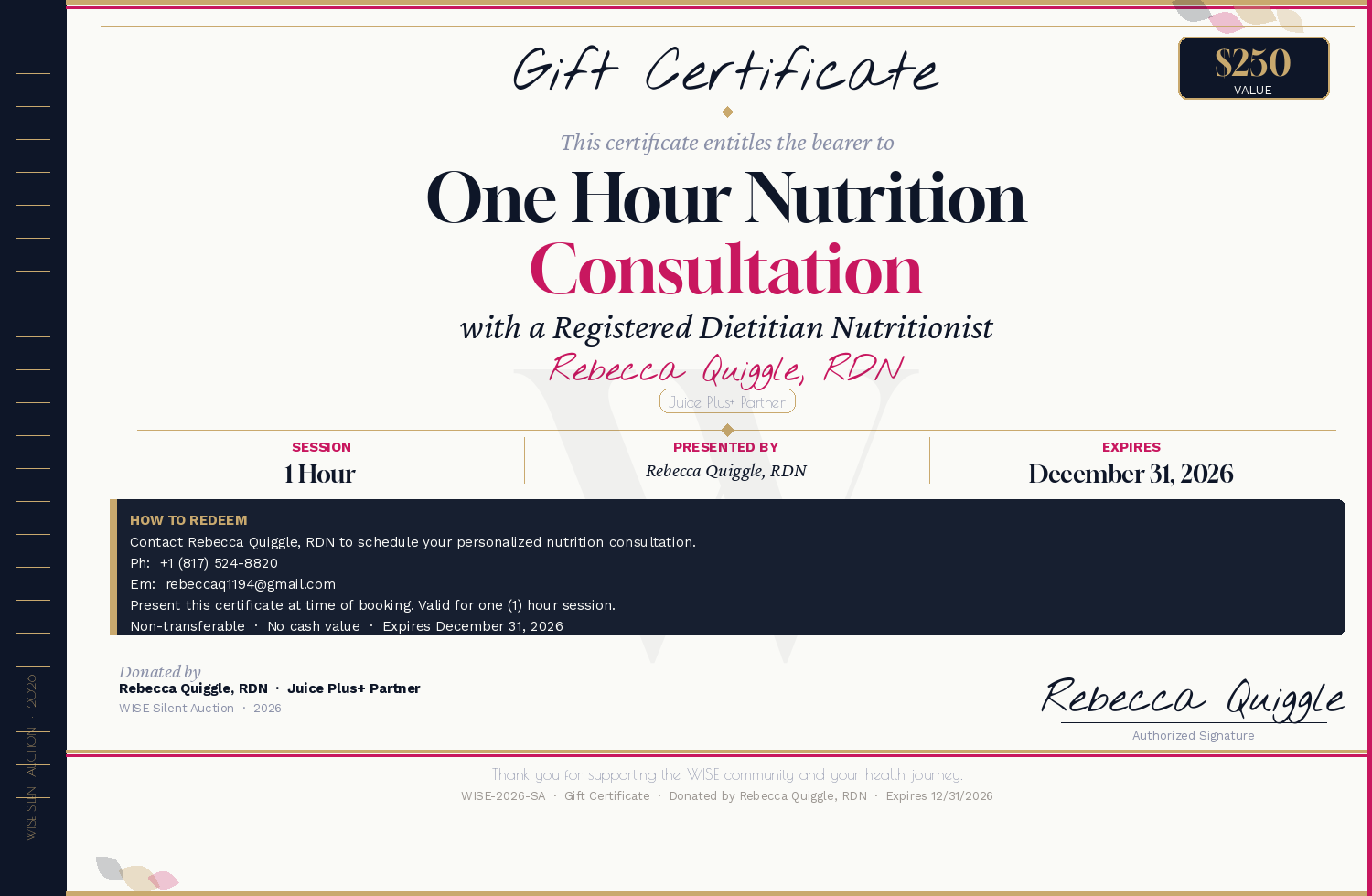 Nutrition Consultation – Rebecca Quiggle