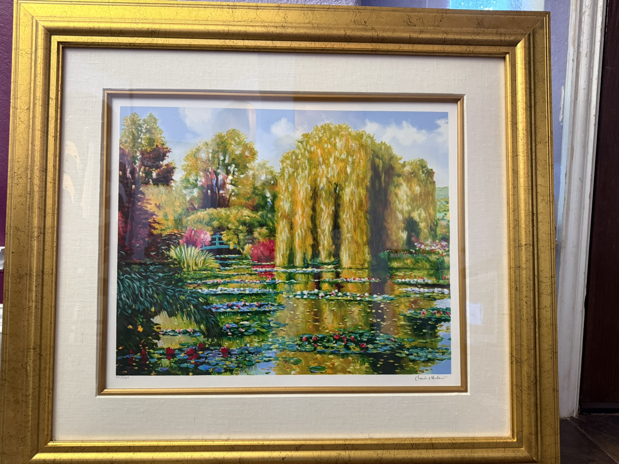 Framed Water Lily Pond Landscape – Susan Carson