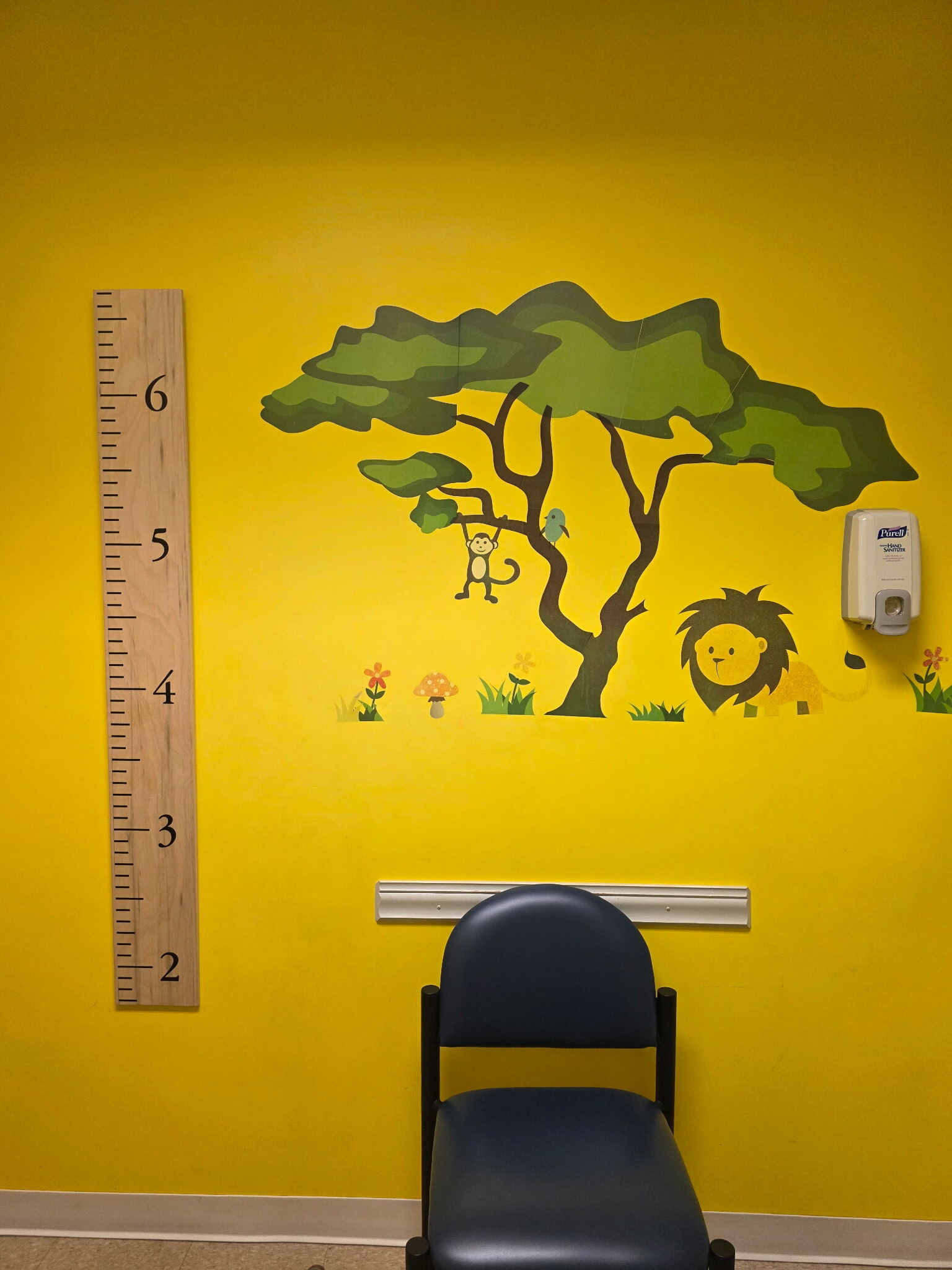 Safari-themed wall with growth chart