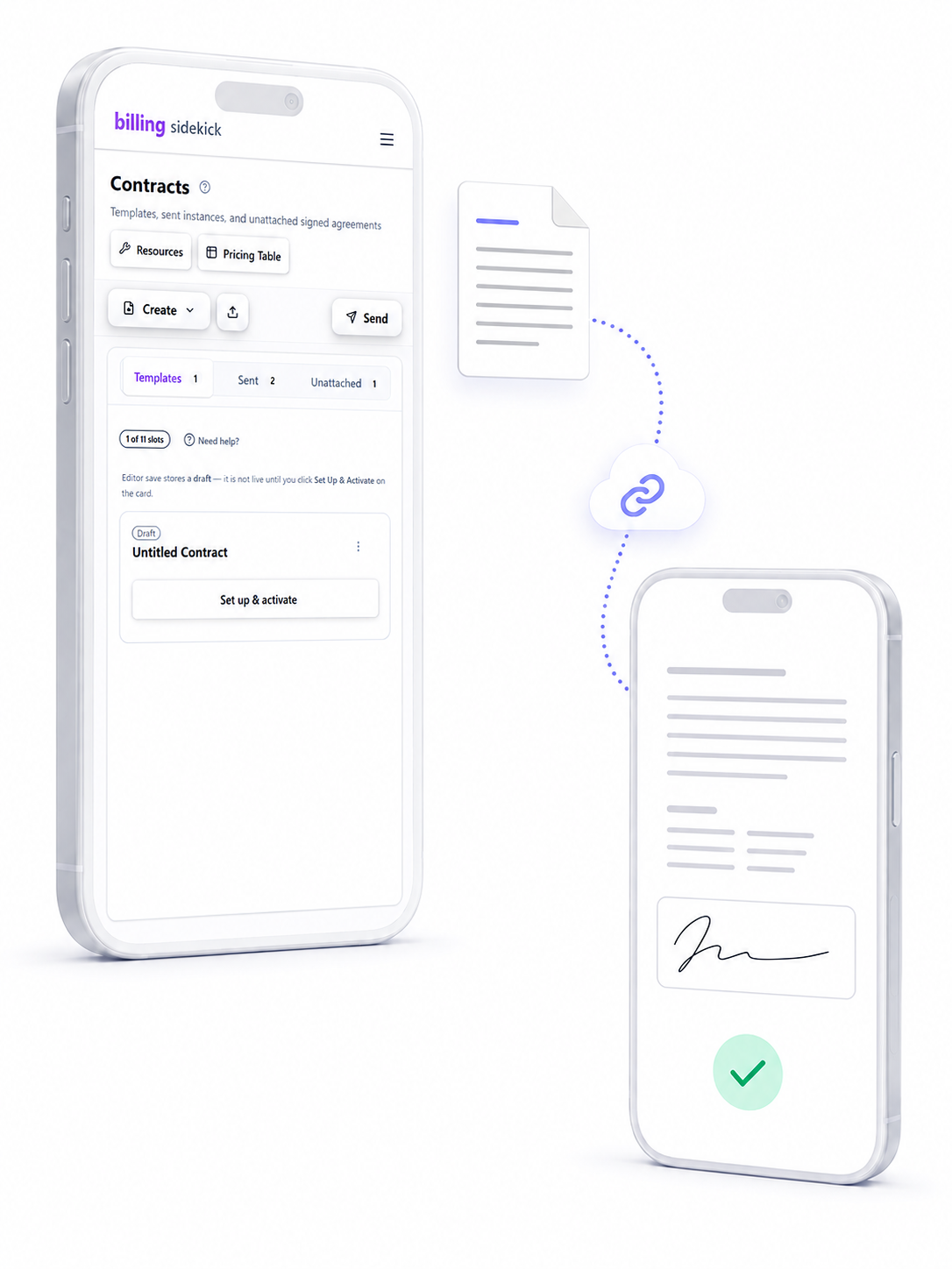 Sending a contract from a phone and the homeowner signing it on theirs