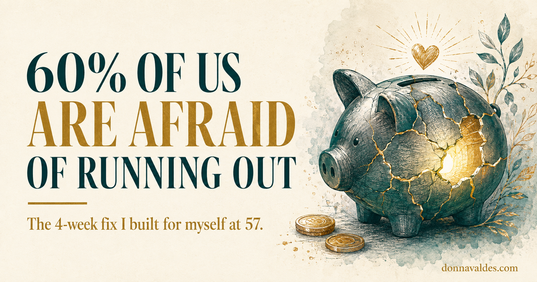 Blog header with headline about 60% of over-50s fearing running out of money and a stylized illustration of restoration.