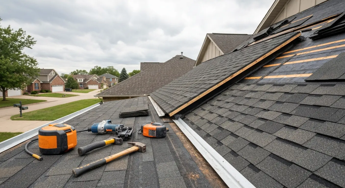Storm damage roof repair