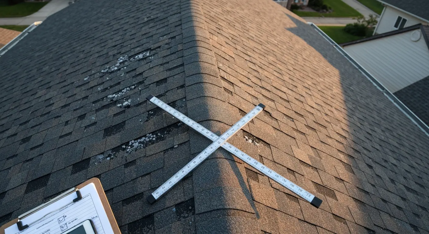 Storm damaged roof inspection