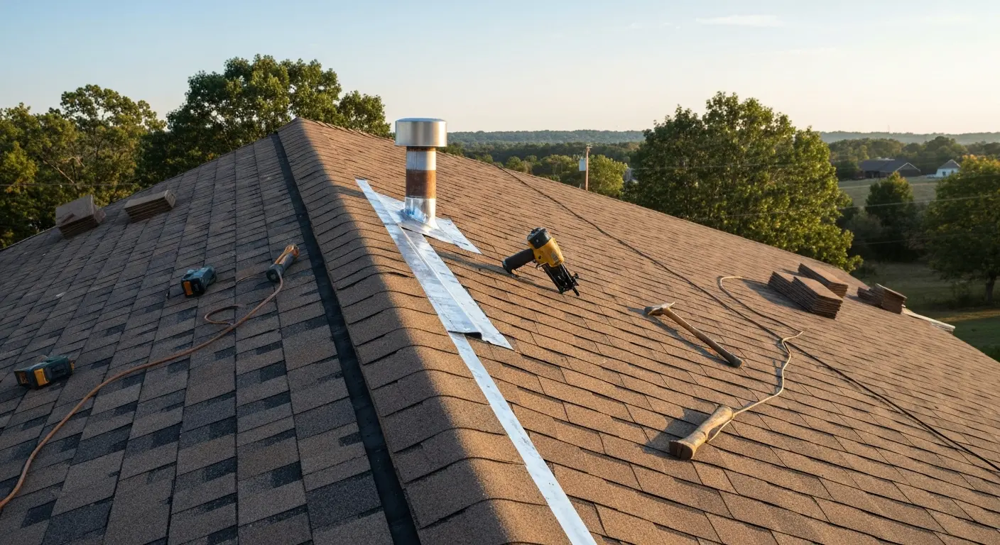 Roof repair in progress
