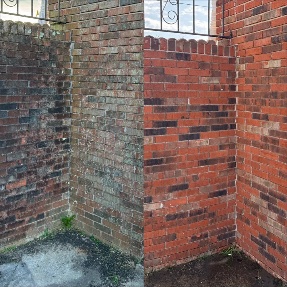 Vortex Exterior Washing before and after: Brick Cleaning