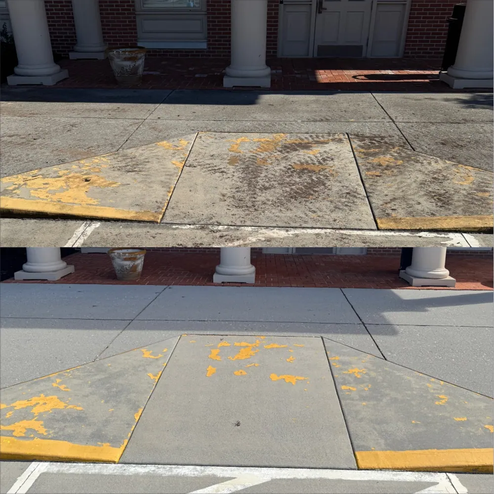 Vortex Exterior Washing before and after: Concrete Walkway