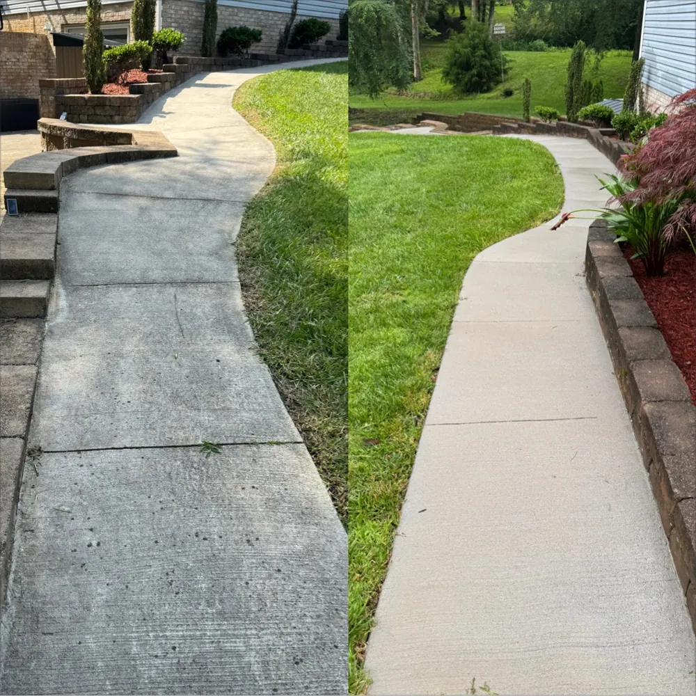 Vortex Exterior Washing before and after: Commercial Entrance