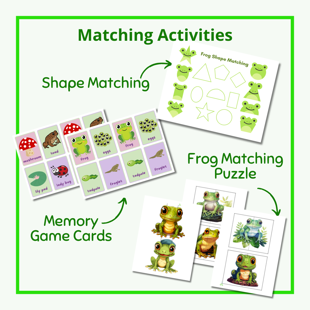 matching and pattern activities preschool frog themed