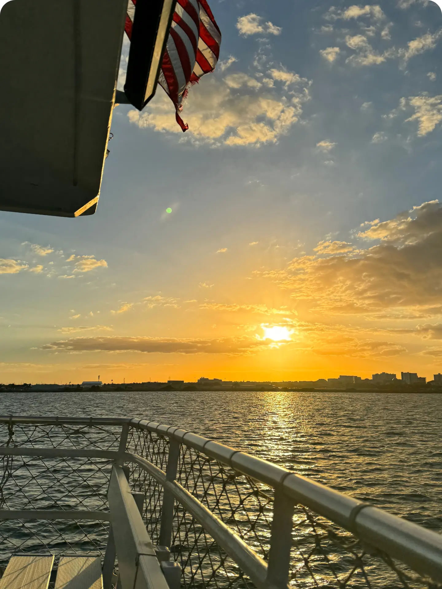 The downtown St Pete skyline during sunset on a cruise