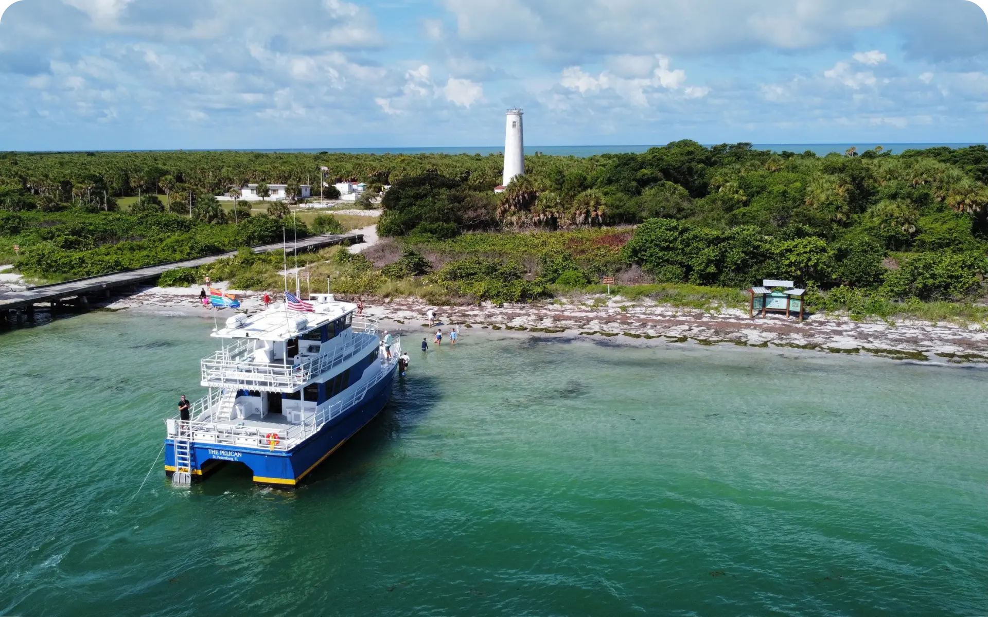 Ferry arriving at Egmont Key