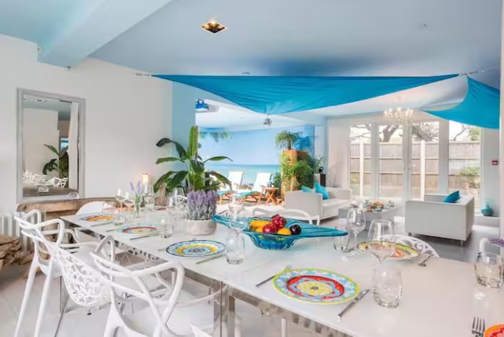 Bright shared dining and lounge space