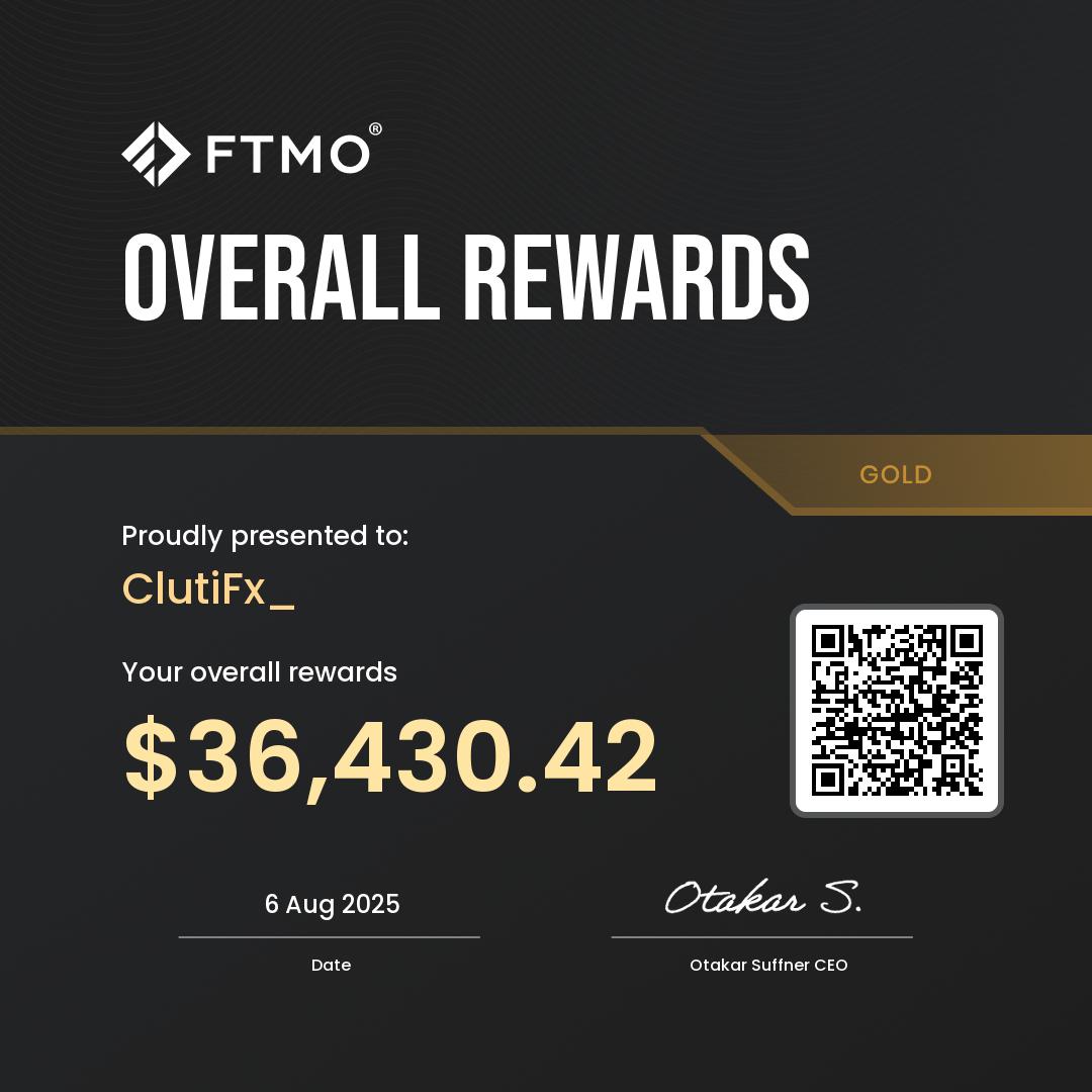 Certificado FTMO — Overall Rewards $36.430,42