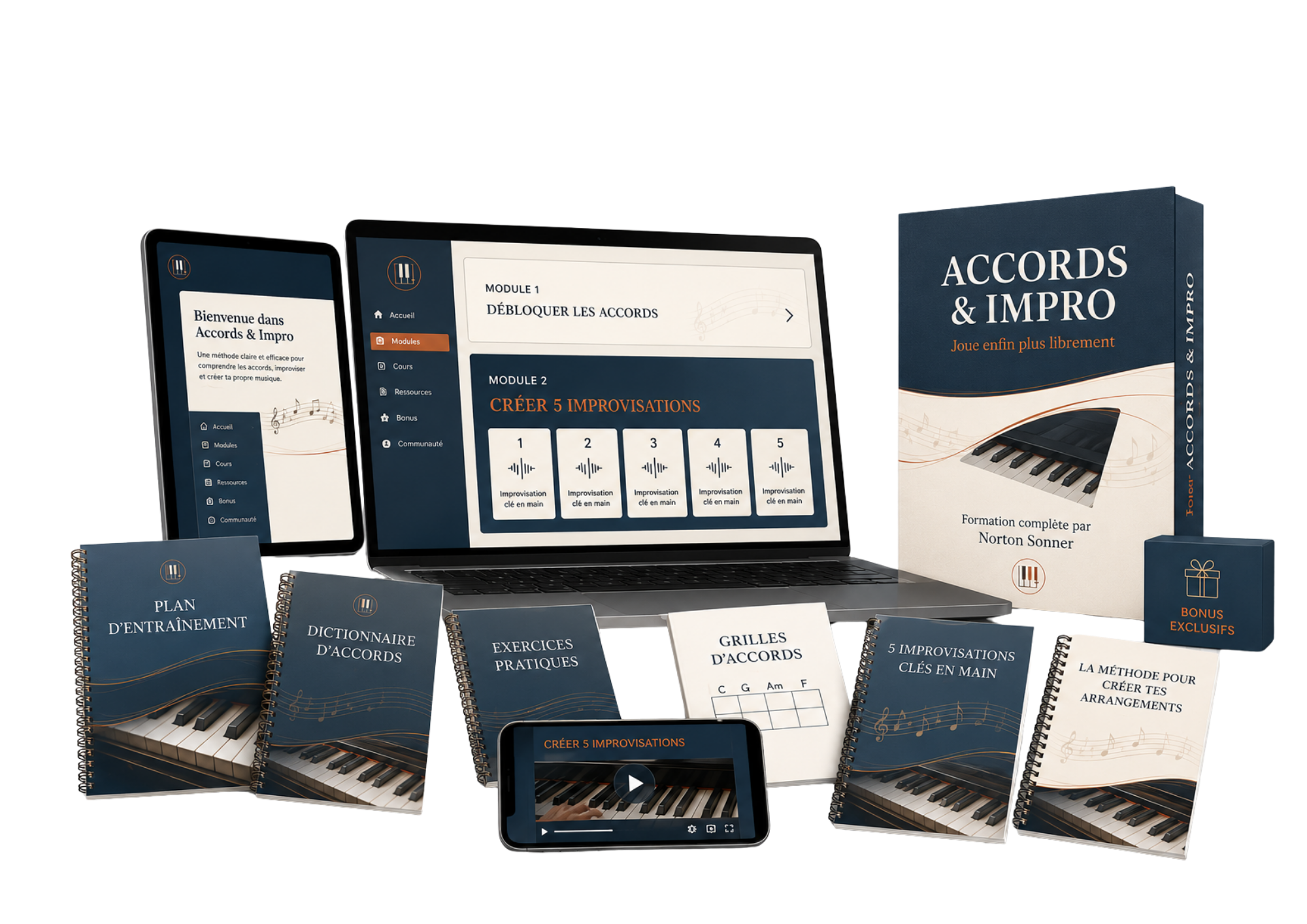 Formation Accords et Impro avec ordinateur, tablette, coffret et bonus