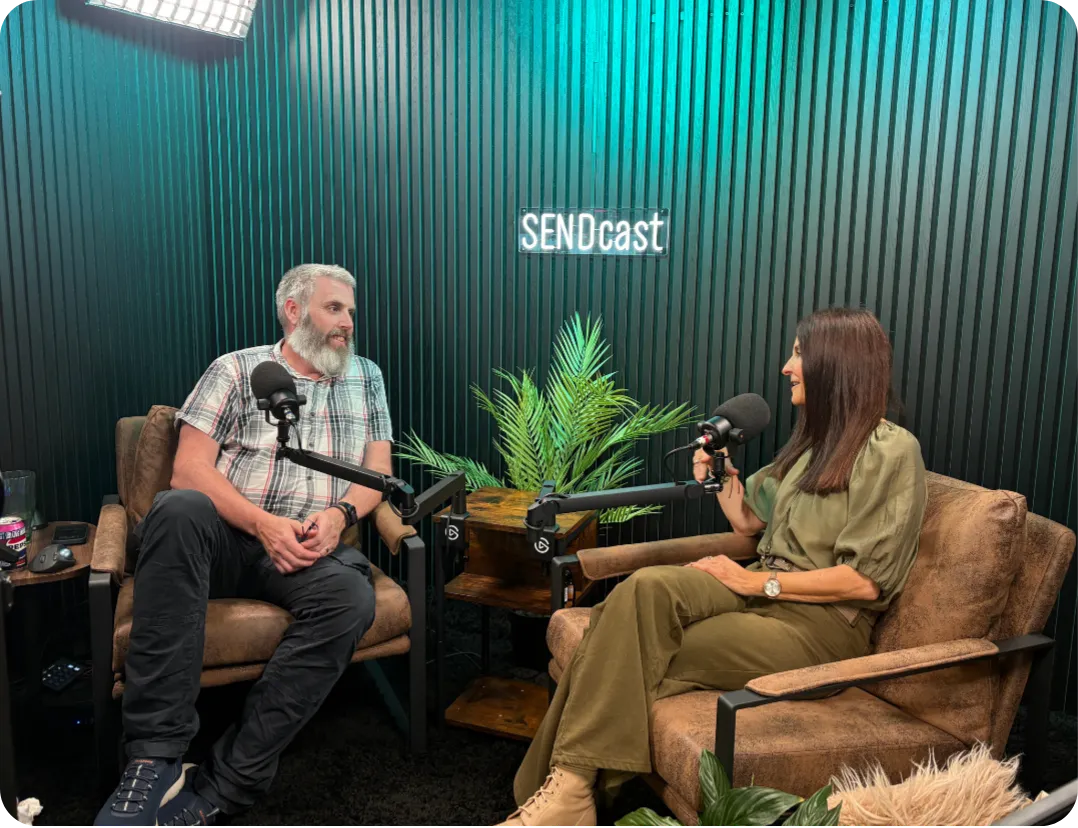 Natasha during a podcast interview