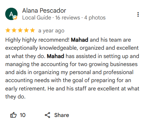 Client review of Mahad Mohamed and Tax Partners, number 1