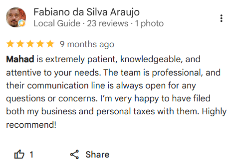 Client review of Mahad Mohamed and Tax Partners, number 2