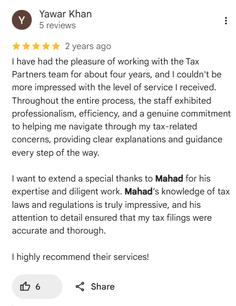 Client review of Mahad Mohamed and Tax Partners, number 4