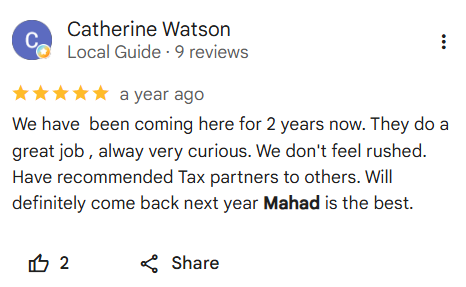 Client review of Mahad Mohamed and Tax Partners, number 5