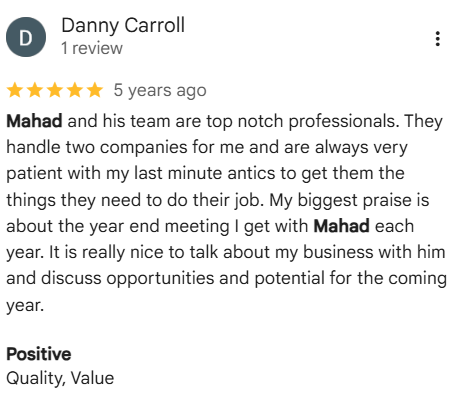 Client review of Mahad Mohamed and Tax Partners, number 11