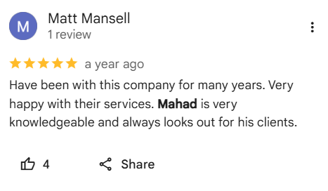 Client review of Mahad Mohamed and Tax Partners, number 10