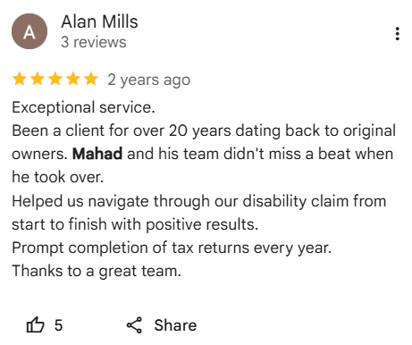 Client review of Mahad Mohamed and Tax Partners, number 9