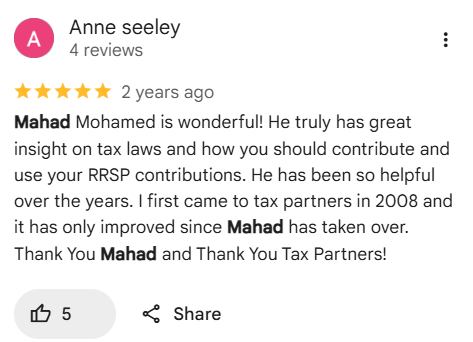 Client review of Mahad Mohamed and Tax Partners, number 21