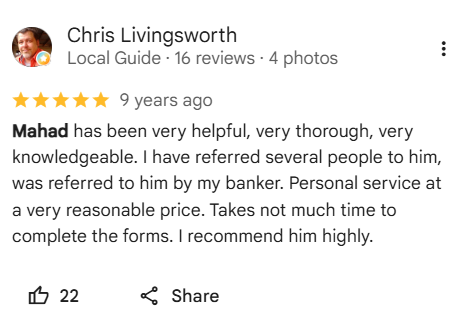Client review of Mahad Mohamed and Tax Partners, number 22