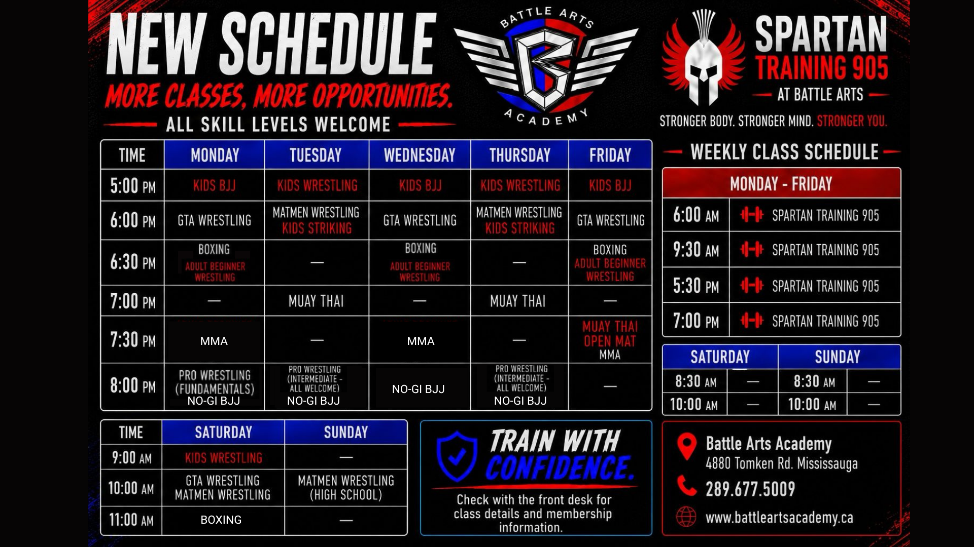 Battle Arts Academy Amateur Wrestling, Boxing, BJJ, Muay Thai, Pro Wrestling, Kids wrestling, kids bjj, kids striking, Adult bjj, Nogi Bjj Schedule 