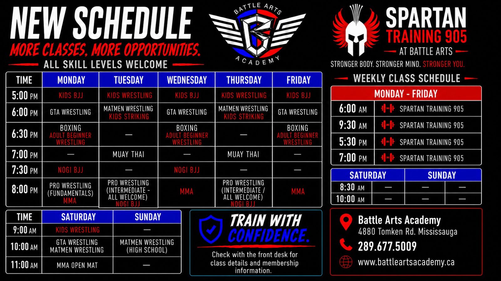 Battle Arts Academy Amateur Wrestling, Boxing, BJJ, Muay Thai, Pro Wrestling, Kids wrestling, kids bjj, kids striking, Adult bjj, Nogi Bjj Schedule 