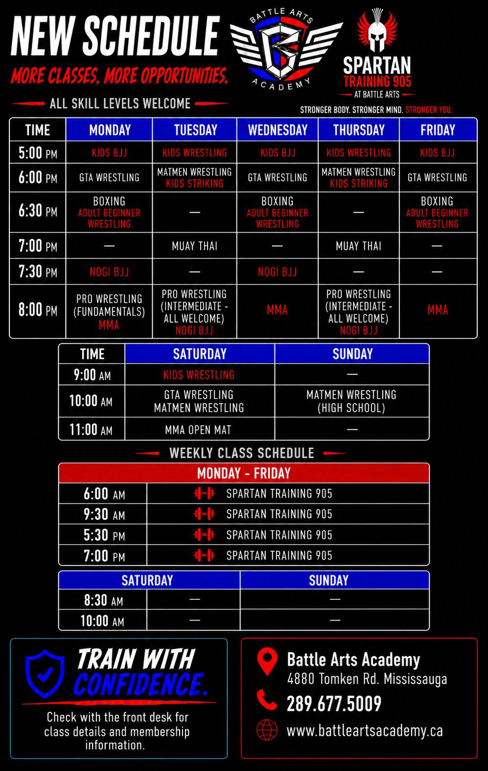 Battle Arts Academy Amateur Wrestling, Boxing, BJJ, Muay Thai, Pro Wrestling, Kids wrestling, kids bjj, kids striking, Adult bjj, Nogi Bjj Schedule 