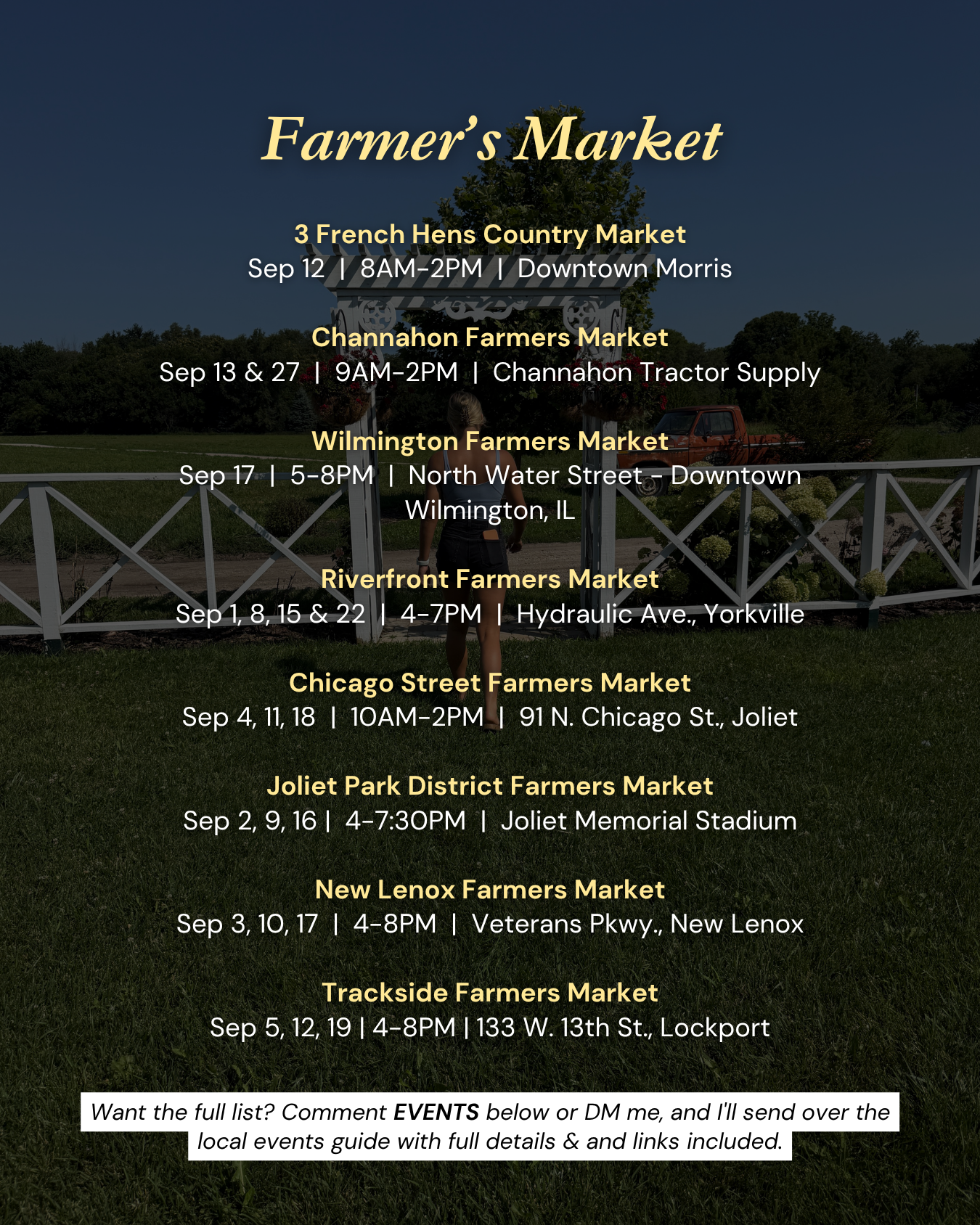 Farmer's Market this September in Grundy, Will, LaSalle & Kendall County Illinois Farmer's Market this September in Grundy, Will, LaSalle & Kendall County Illinois