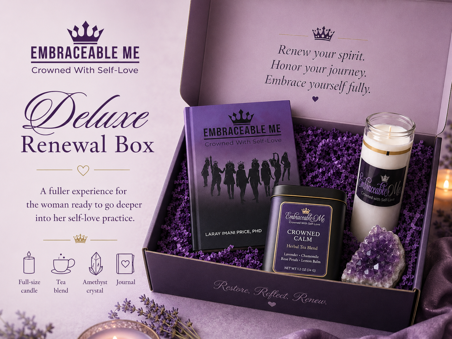 Essential Self-Care Box: Candle, Mini Journal, Affirmation Cards. Your first step into the sanctuary.