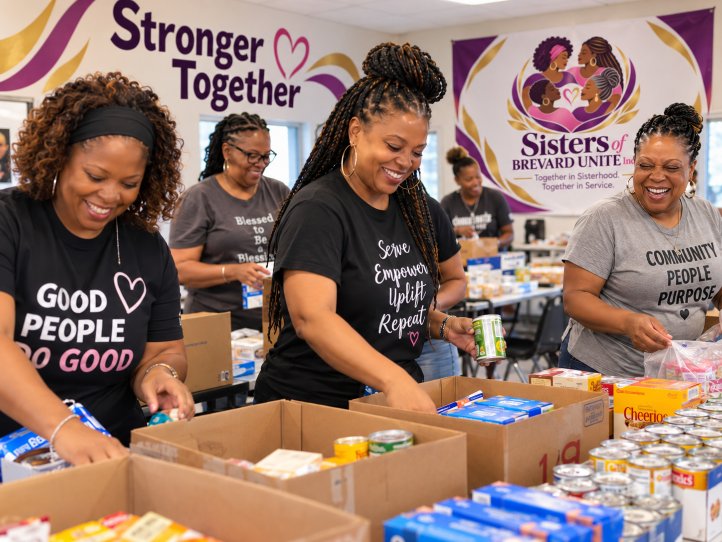 Women volunteering together and building community through service