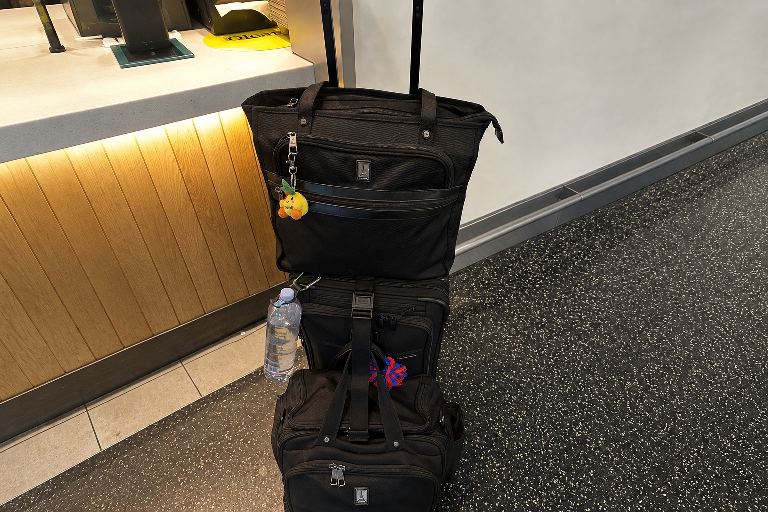 Flight attendant luggage stacked and ready for travel, representing the everyday life that followed a midlife career change. Flight attendant luggage stacked and ready for travel, representing the everyday life that followed a midlife career change.