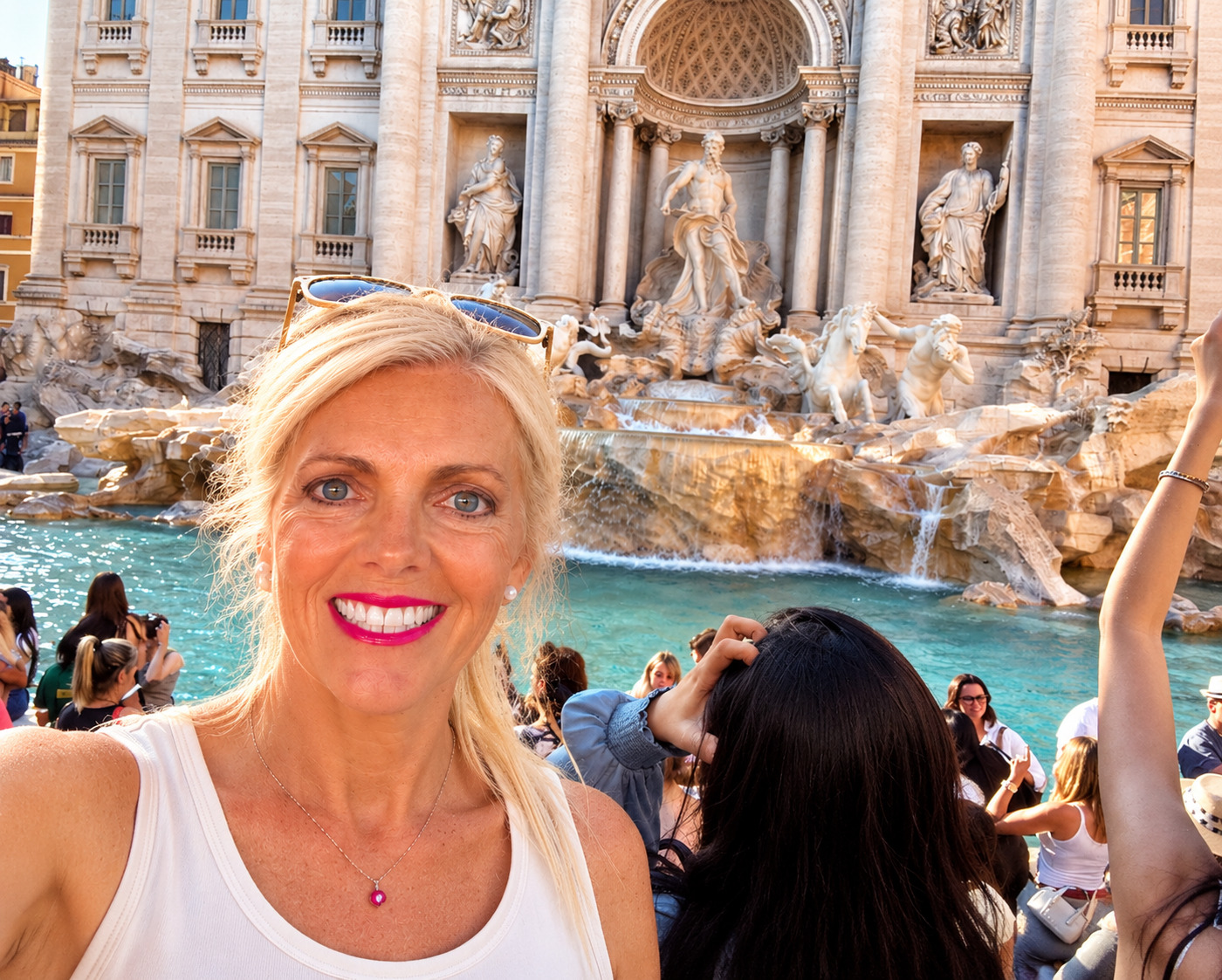 Elizabeth at the Trevi Fountain in Rome