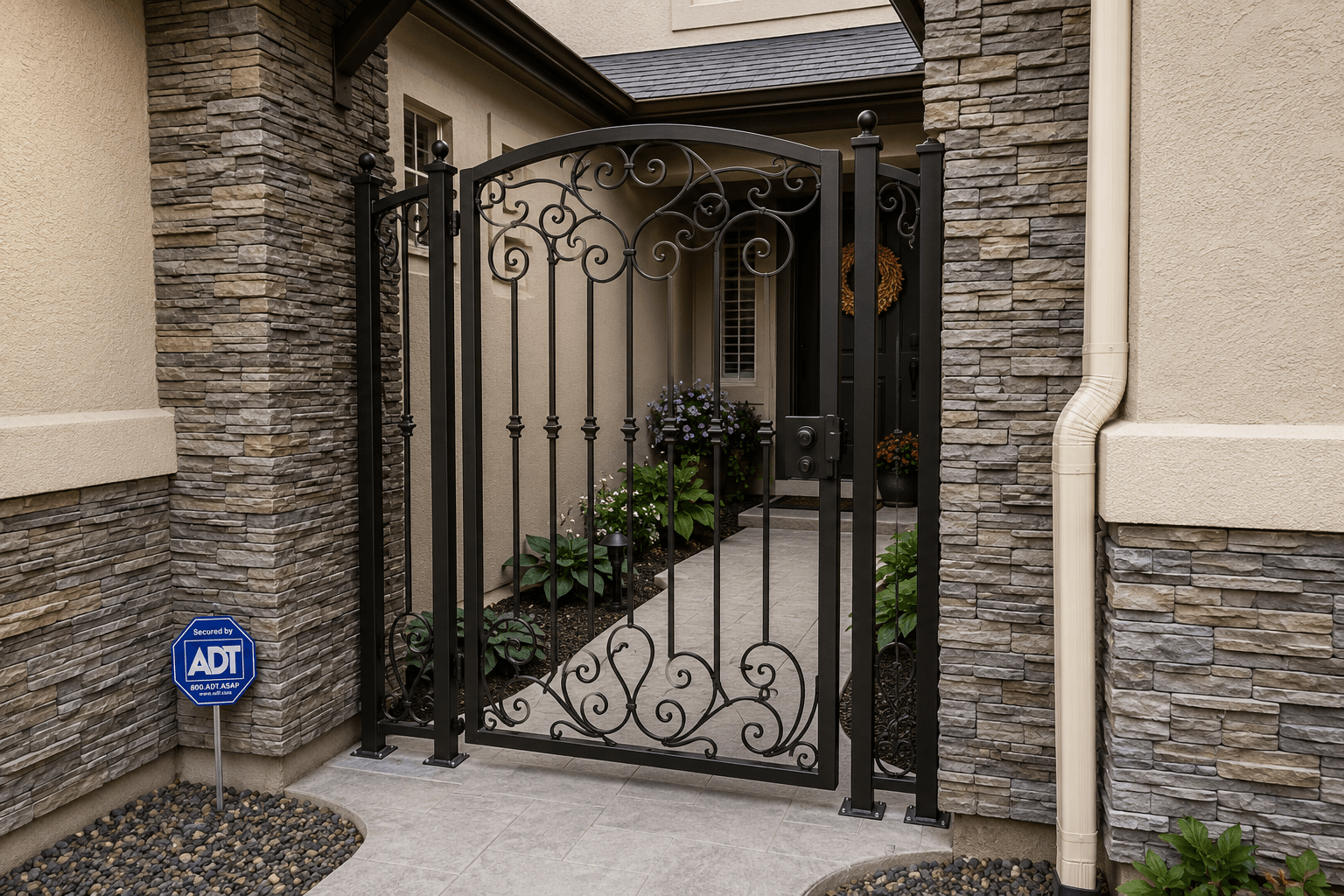 Custom iron gate to backyard fabricated by Kodiak Gates & Iron.
