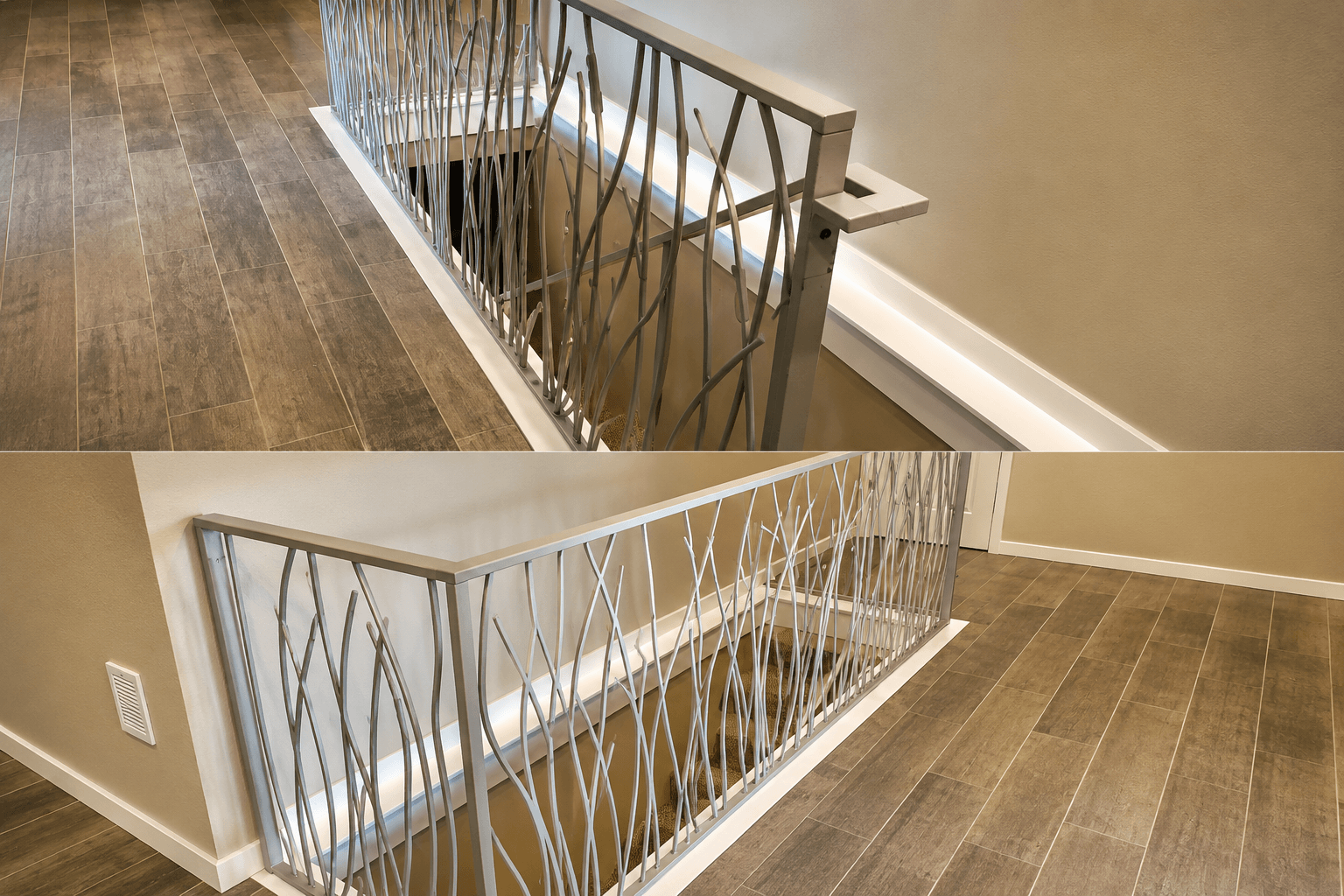 Custom made iron guardrail fabricated by Kodiak Gates & Iron.