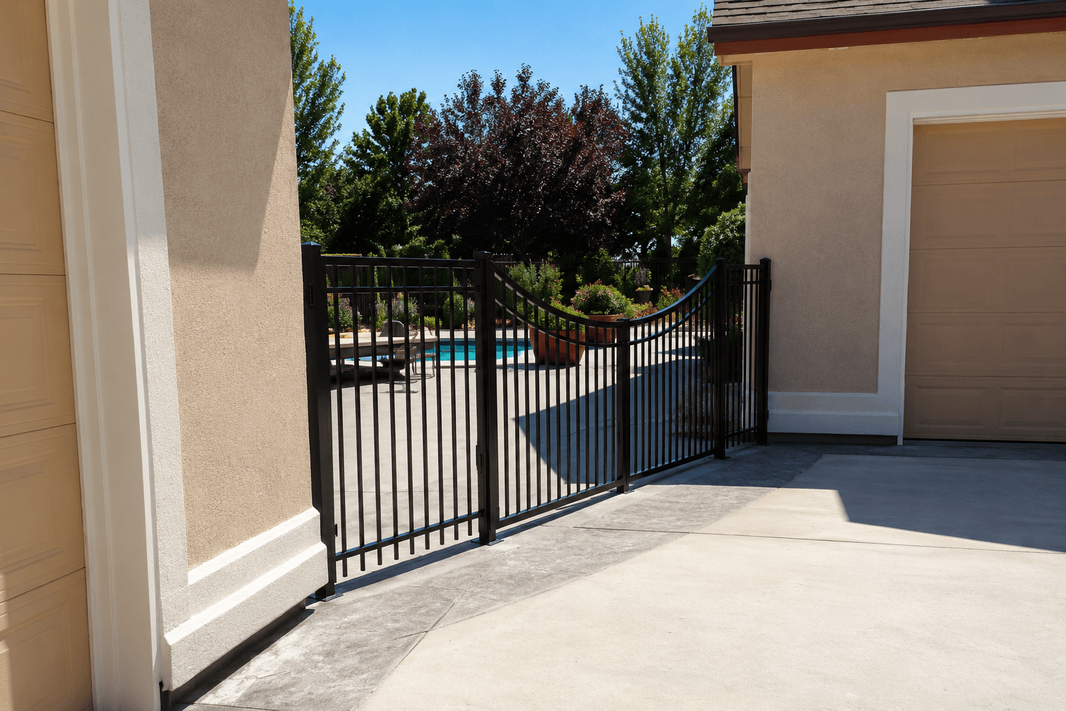 Scalloped double drive custom iron gate fabricated by Kodiak Gates & Iron in Boise, Idaho.