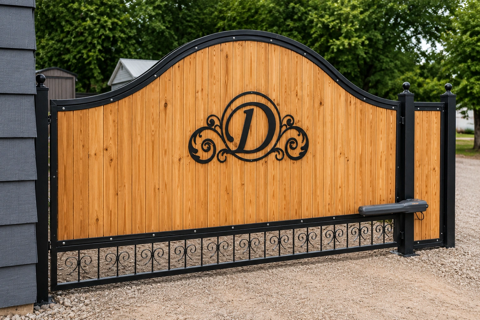 Custom metal lettering on an iron gate