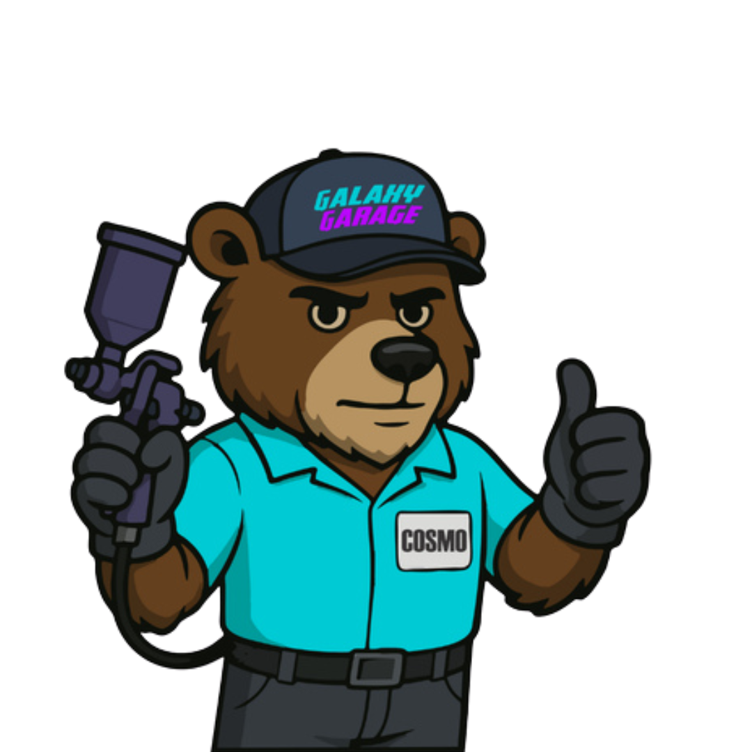 Cosmo, the Galaxy Garage mascot, giving a thumbs up