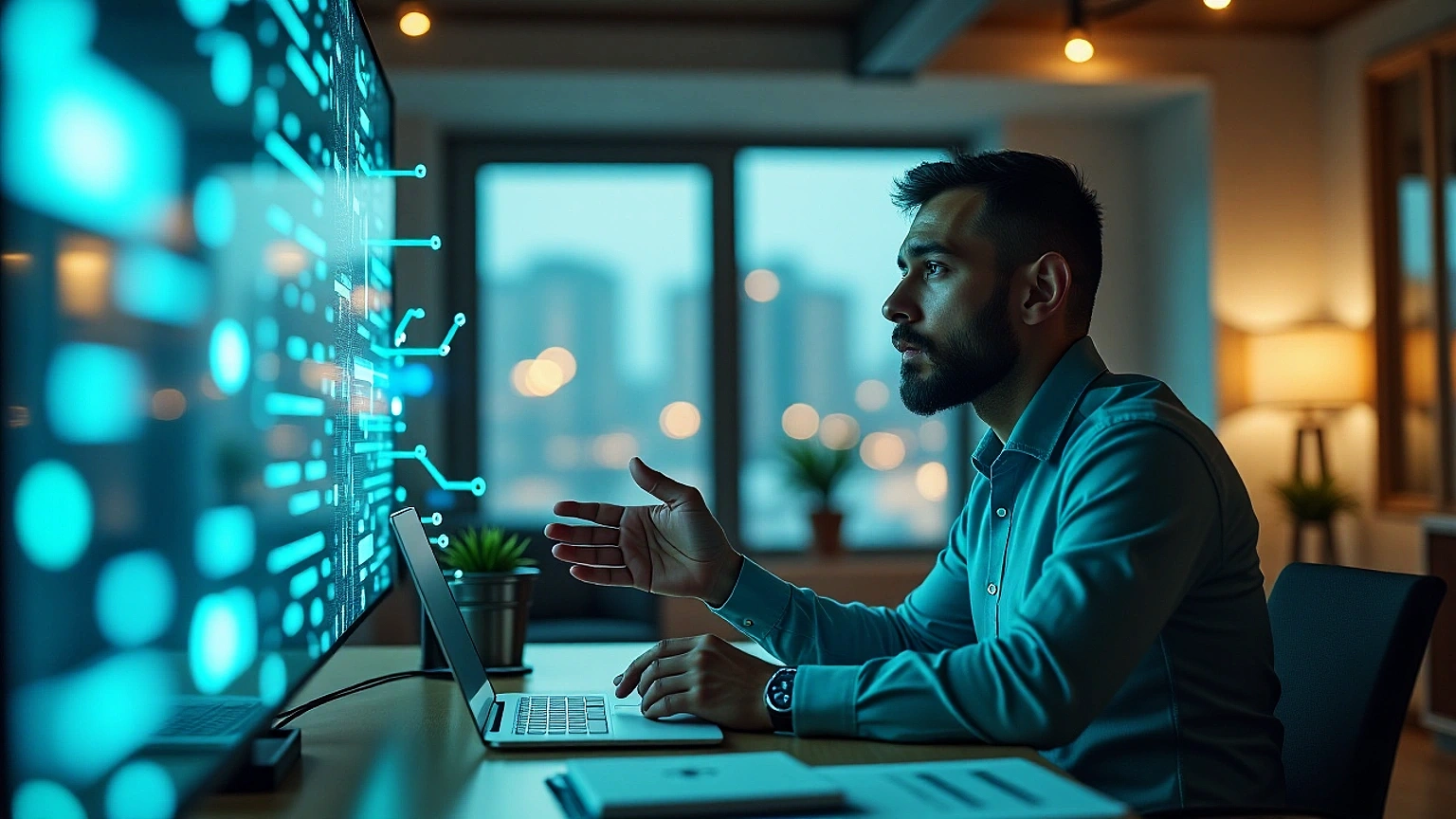 Professional discussing AI workflow automation at Lagrange Point Services